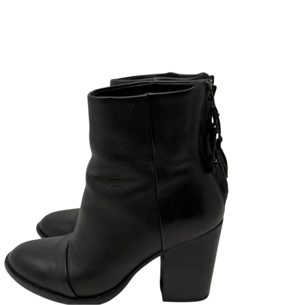 Rag & Bone Black Leather Ankle Boots Block Heel Zip EU 36.5 US 6.5 Modern Chic